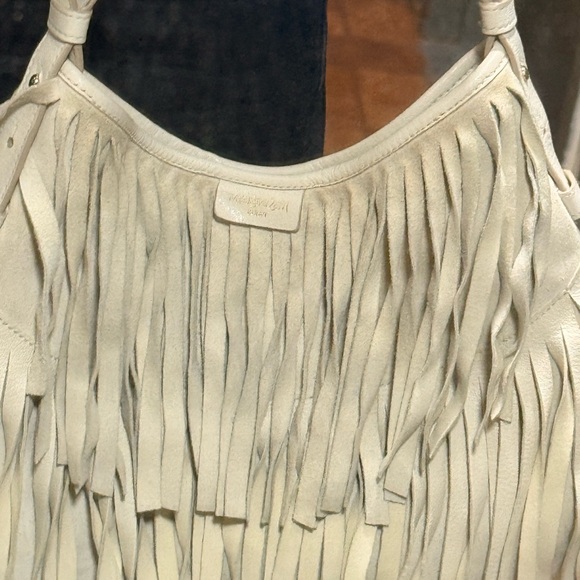 Yves Saint Laurent Sued WHITE FRINGE shoulder bag! - Picture 5 of 14